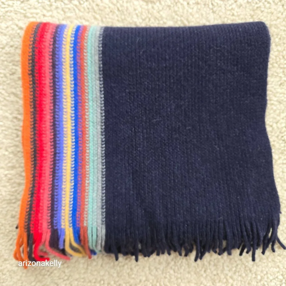 NWT Merino Angora Knit Scarf Stripe Glen Prince Wool
