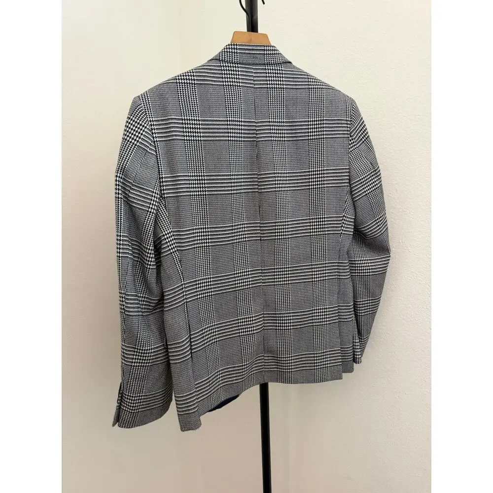 Nick Graham glen plaid black & white blazer 38S