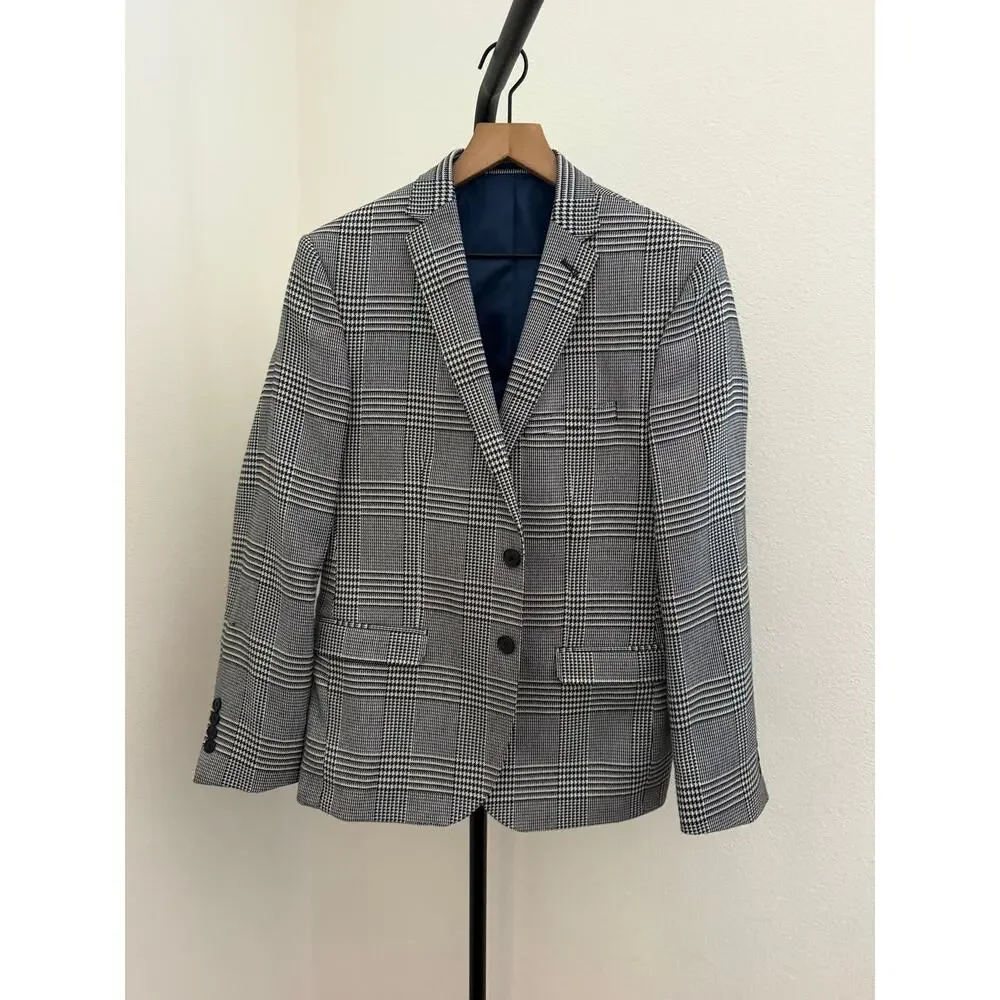 Nick Graham glen plaid black & white blazer 38S