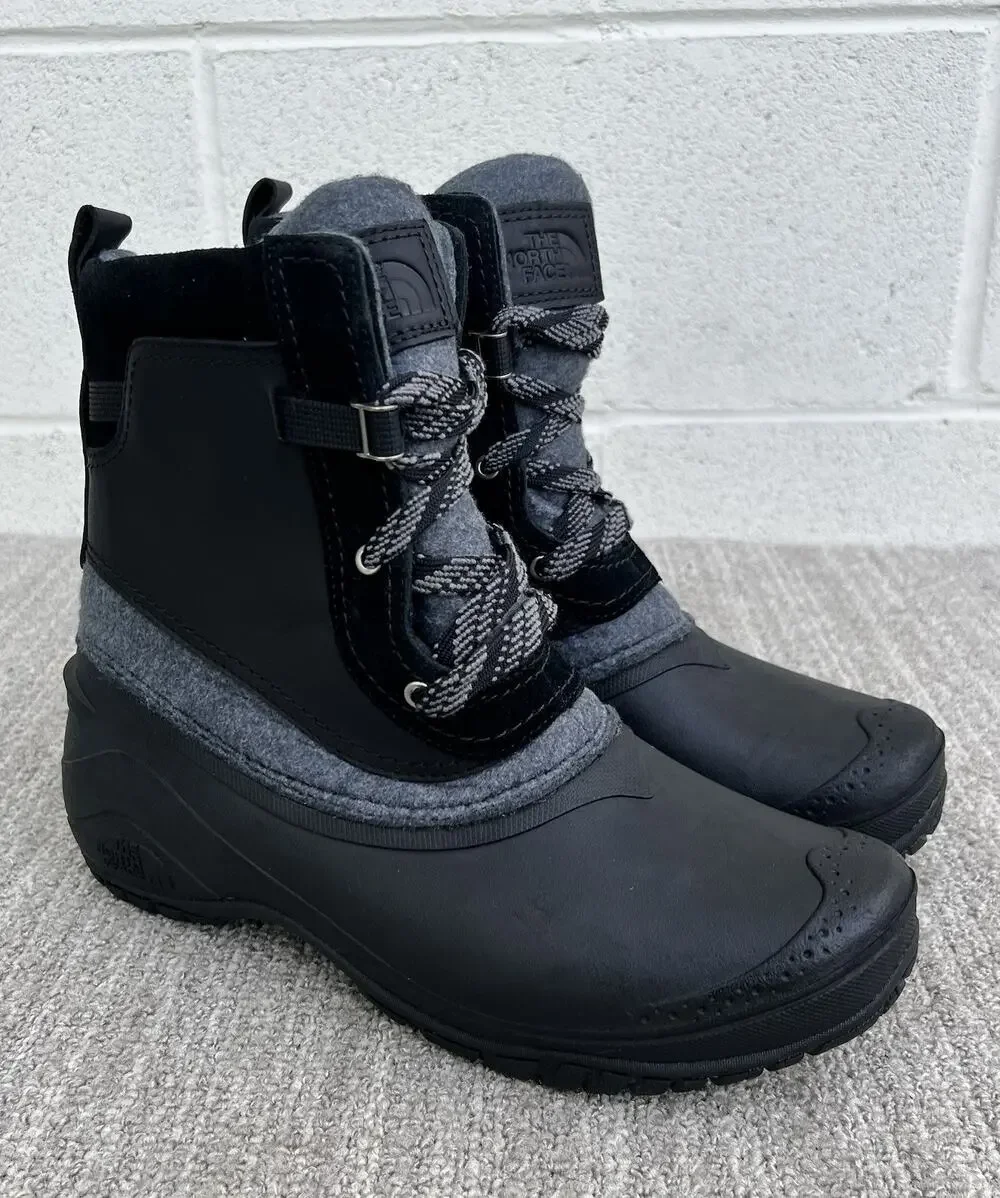 The North Face Shellista III Shorty Black Leather Boots Women's Size 8.5 US NEW