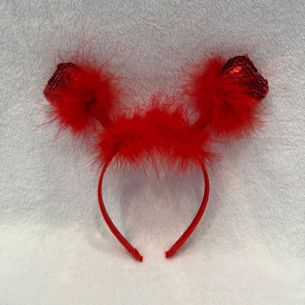 Red Heart Headband‎ Kids Costume Accessory Sequins and Feathers