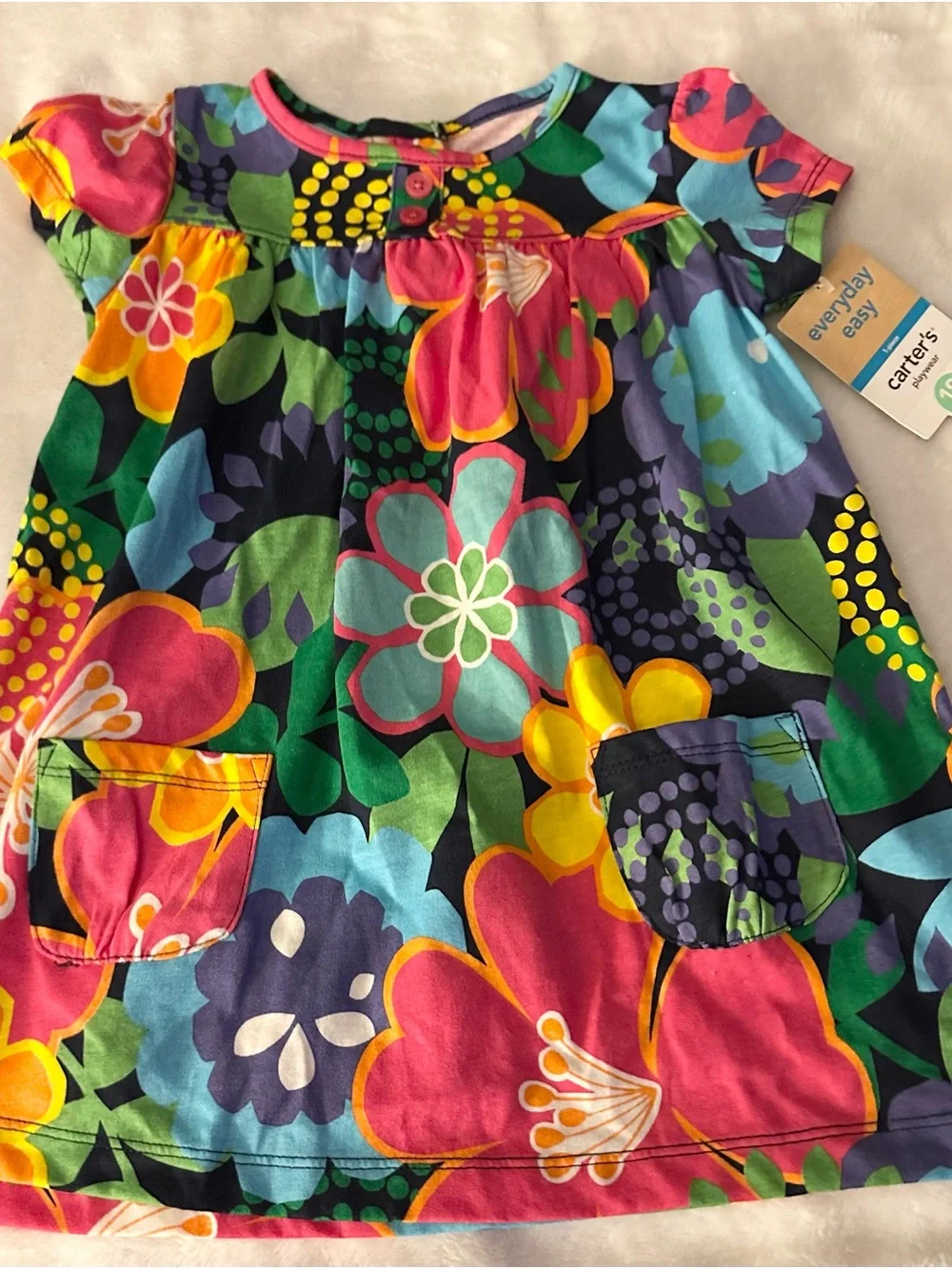 Carter's Colorful Floral Playwear Dress - Purple, Green, Blue