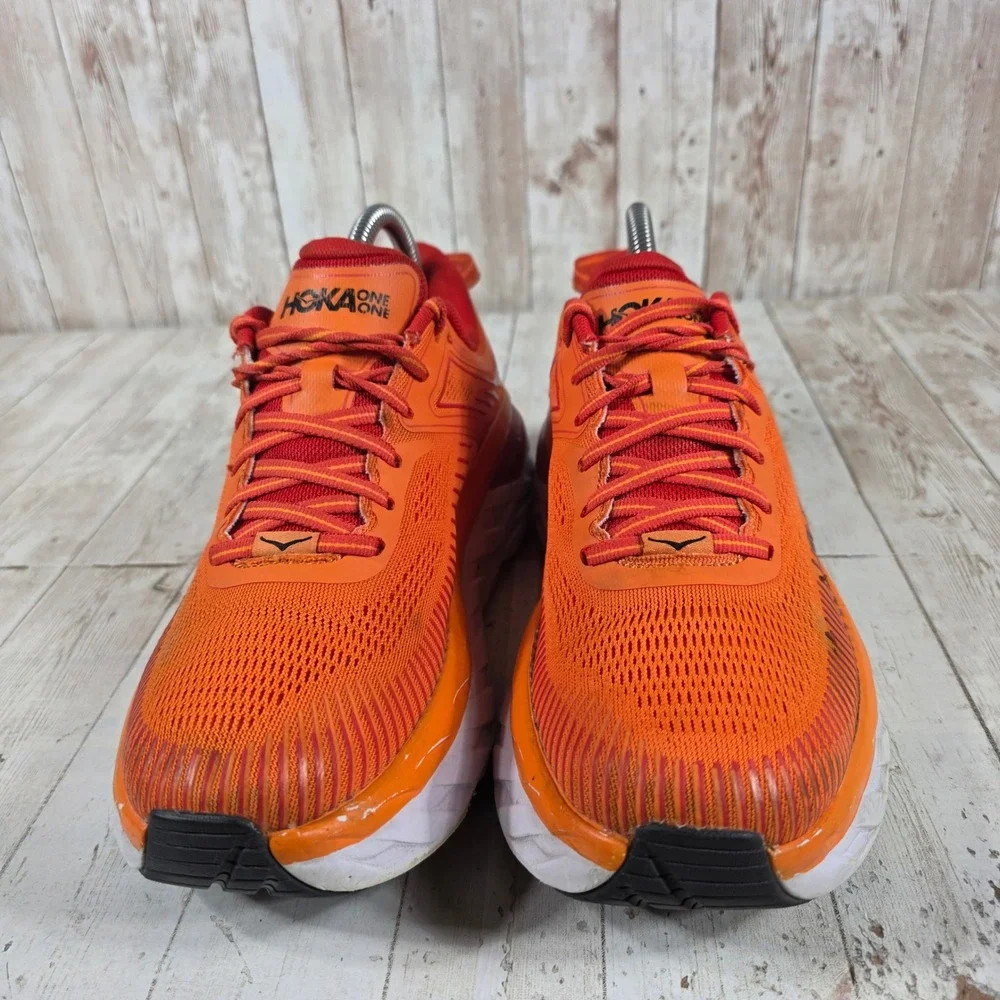 Hoka One One Bondi 7 Mens Running Shoes Orange Red 1110518-POFS Size 7