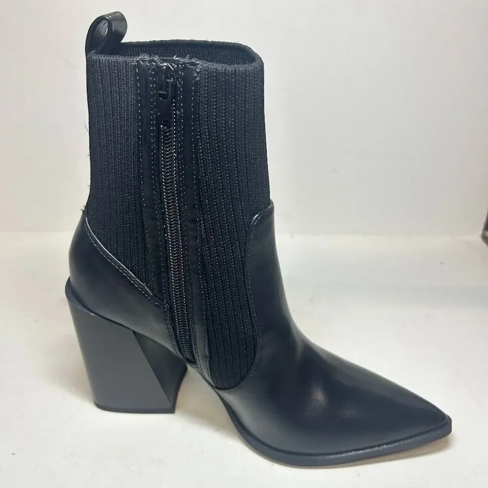 Wild Pair Womens 9.5 M Black Trinityy Faux Leather Pointed Toe Booties NIB QG9