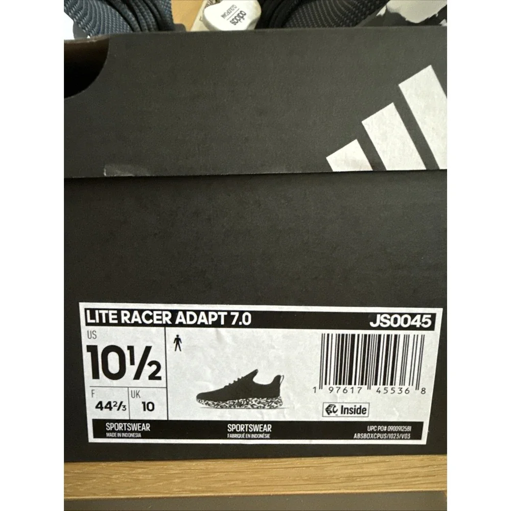 Adidas Lite Racer Adapt 7.0 Shoes / Sneakers - Men 10.5 Black/ White JS0045  NIB