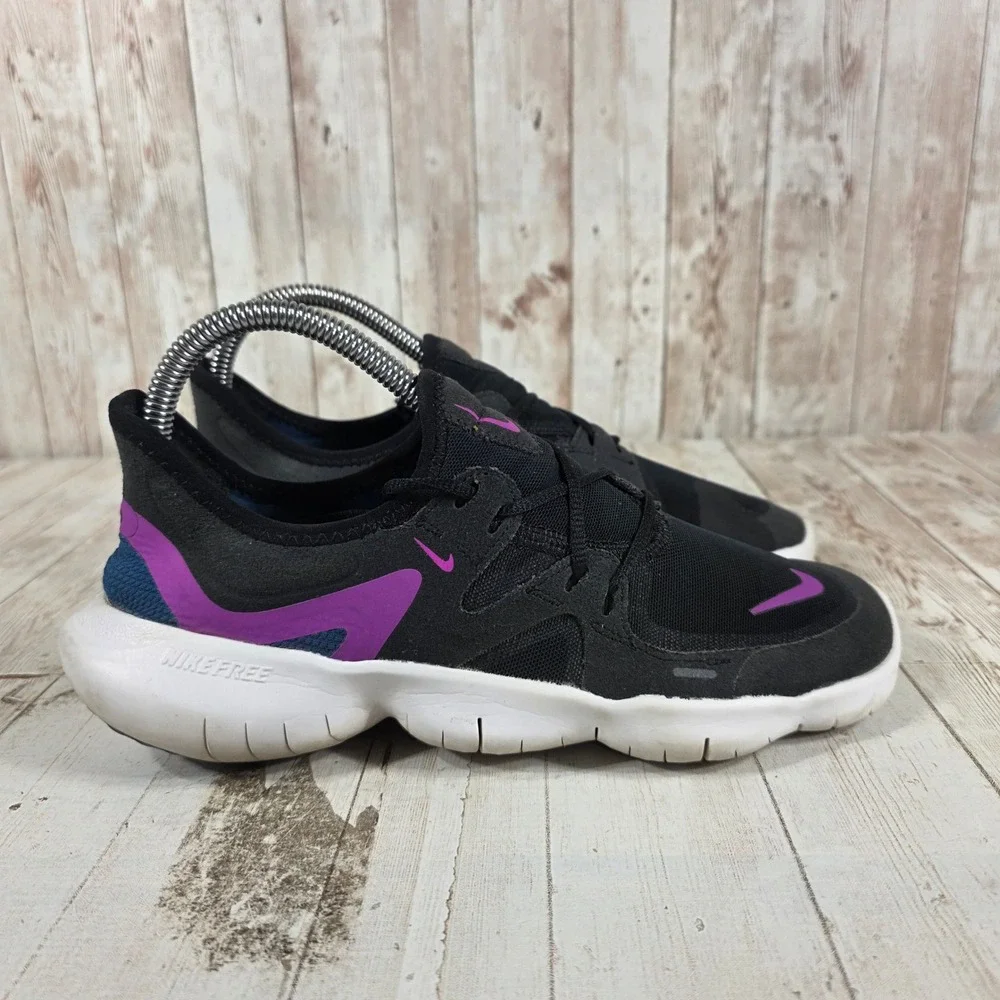 Nike Free RN 5.0 Womens Black Purple Running Shoes AQ1316-009 Size 7