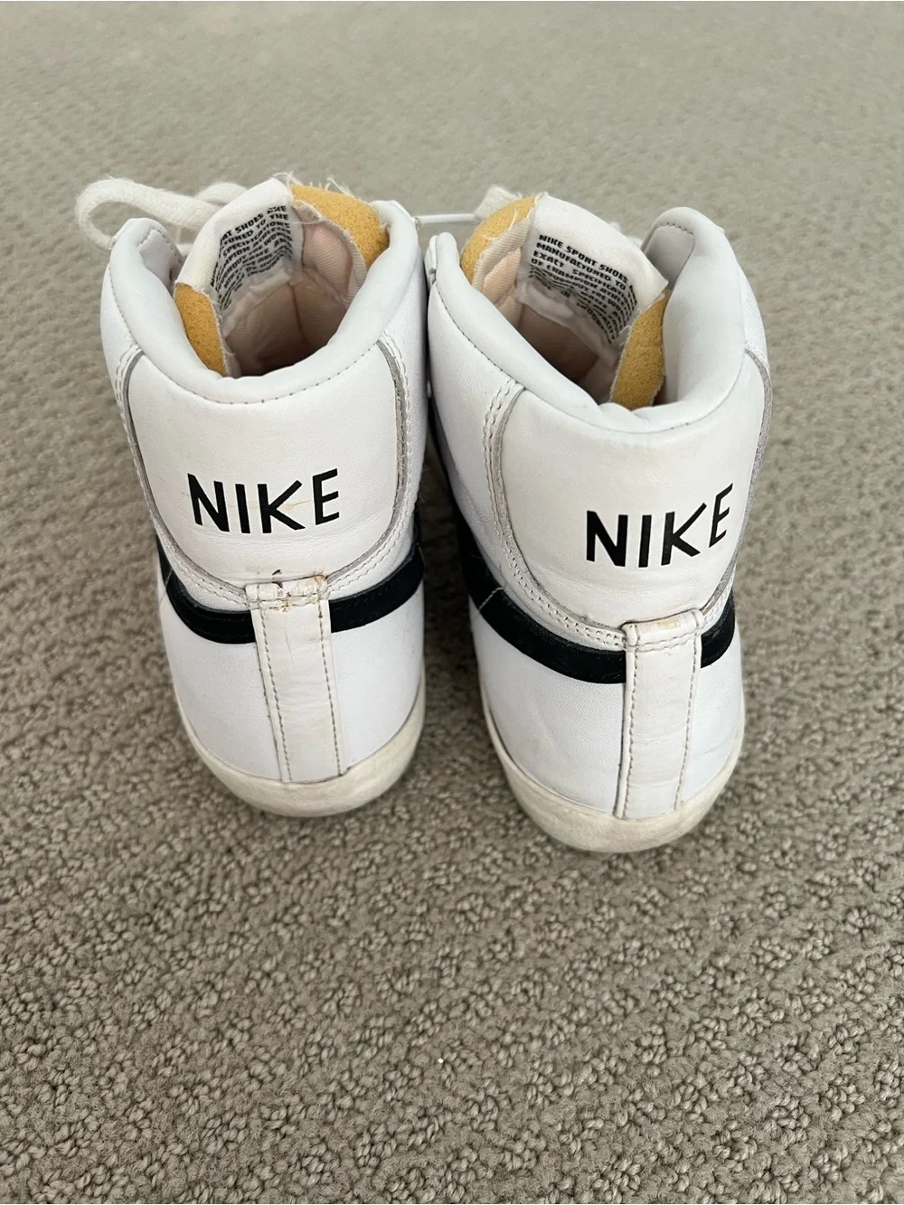 Nike High-Top Sneakers White with Black Swoosh