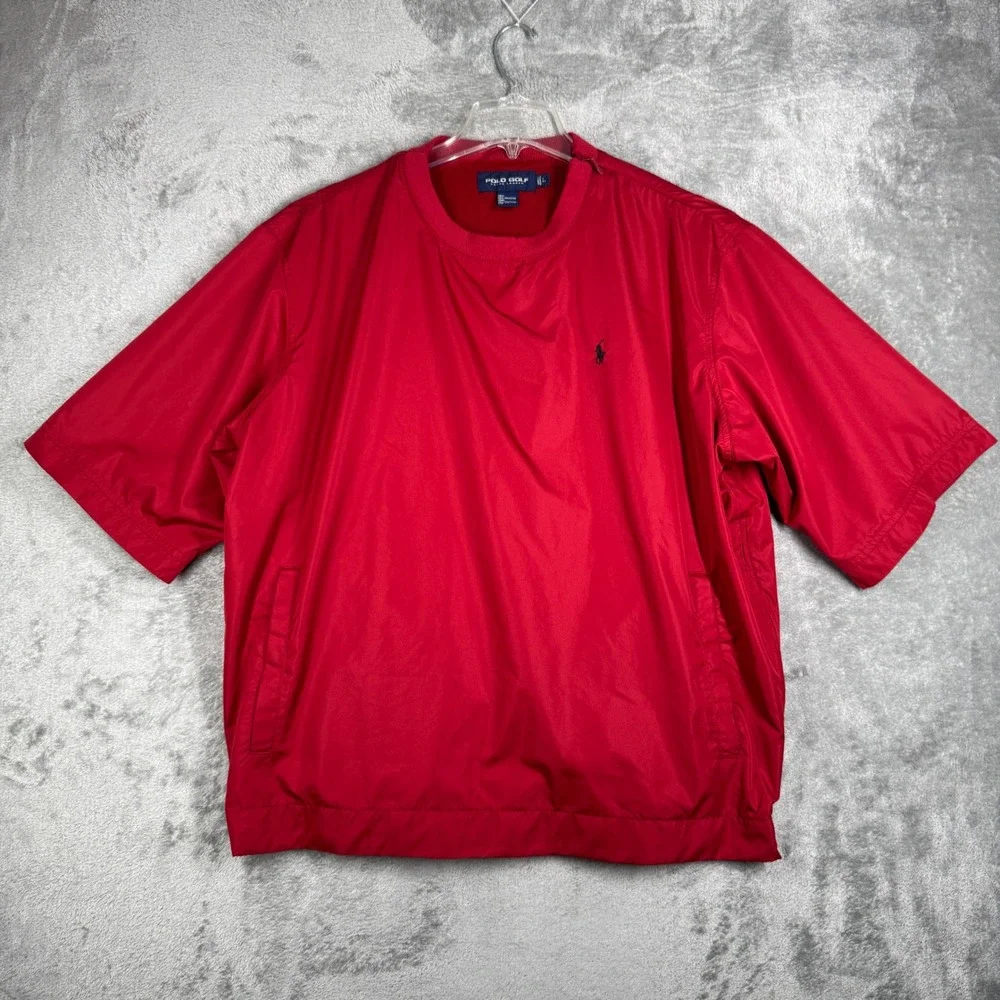 Polo Golf Ralph Lauren Pullover Jacket Mens L Red‎ Short Sleeve Windbreaker