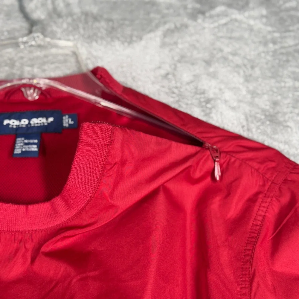 Polo Golf Ralph Lauren Pullover Jacket Mens L Red‎ Short Sleeve Windbreaker