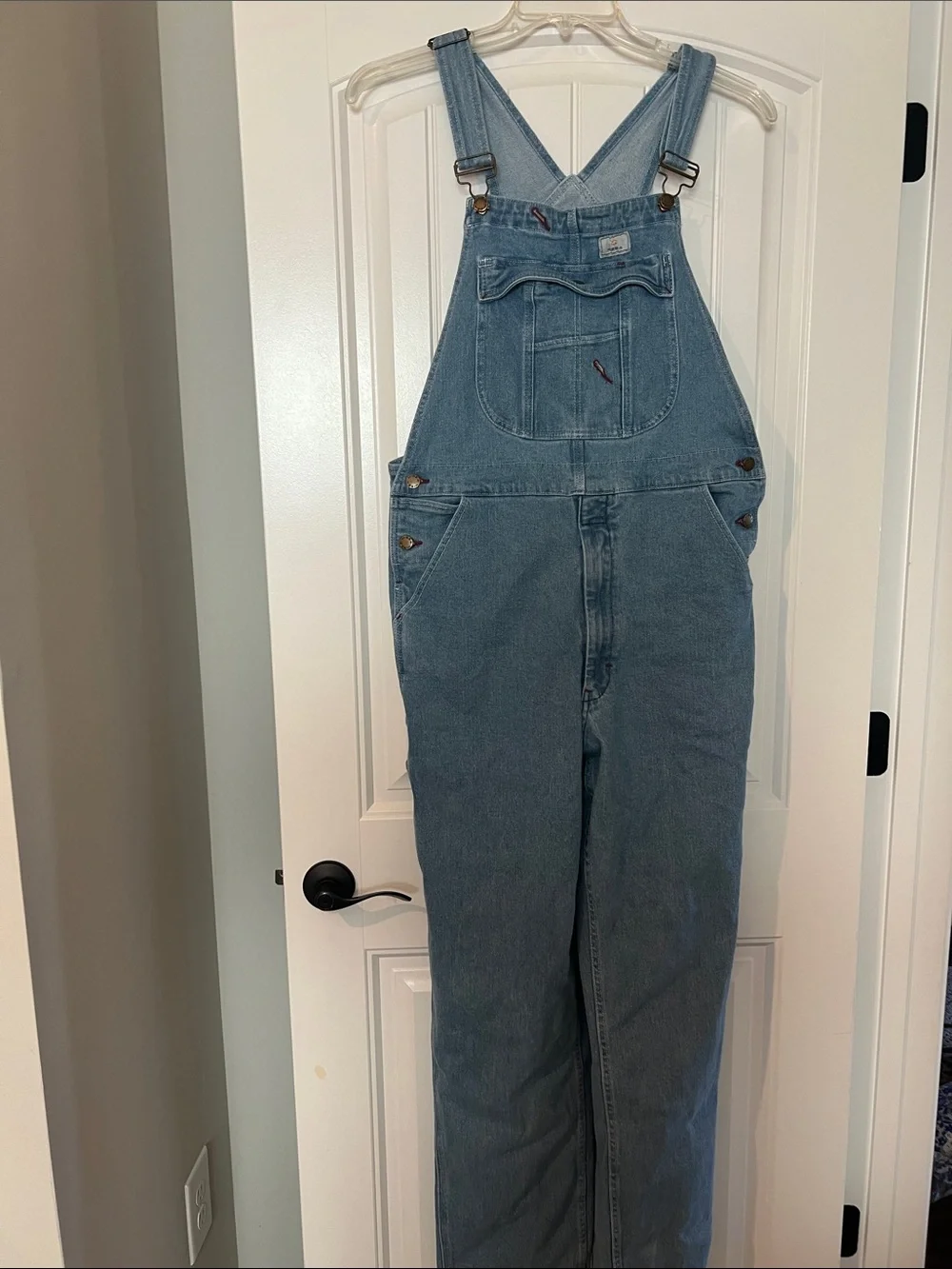 HISEA Men’s Denim Bib Overalls 34x32 Light Wash Utility Workwear Carpenter Denim