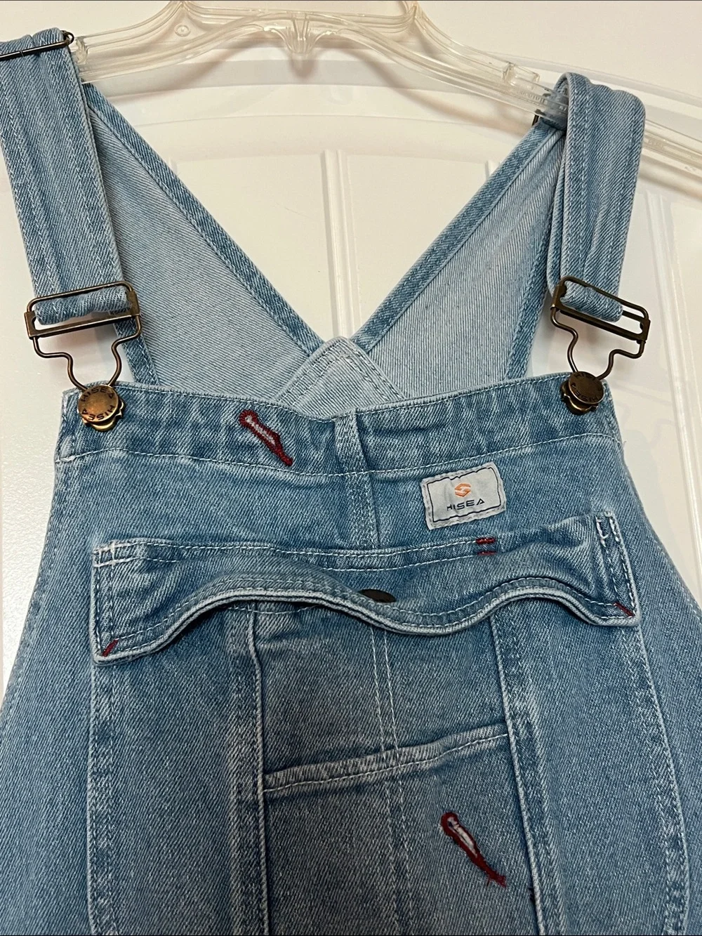 HISEA Men’s Denim Bib Overalls 34x32 Light Wash Utility Workwear Carpenter Denim