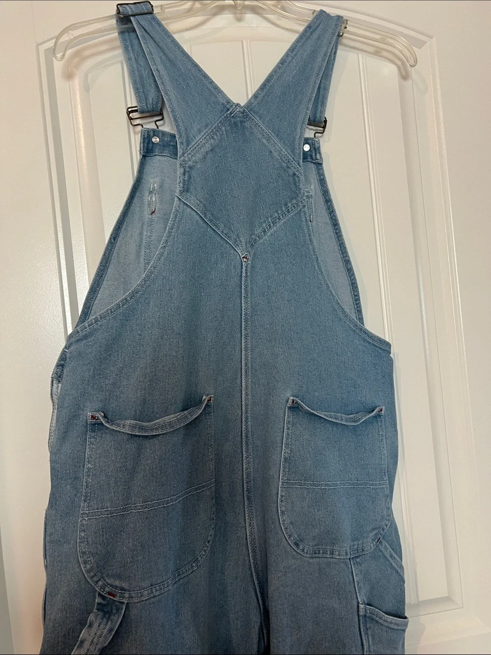 HISEA Men’s Denim Bib Overalls 34x32 Light Wash Utility Workwear Carpenter Denim
