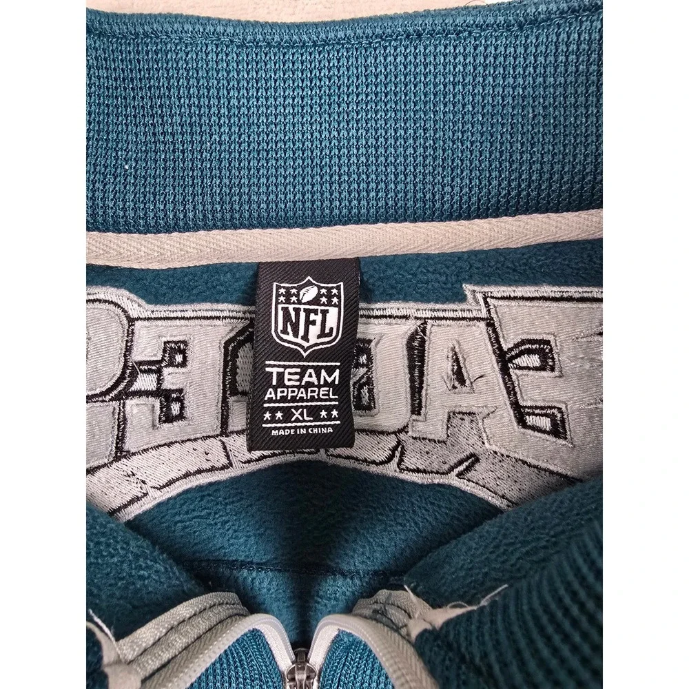 NFL Team Apparel Philadelphia Eagles 1/4 Zip Pullover Men XL Green Fleece Jacket
