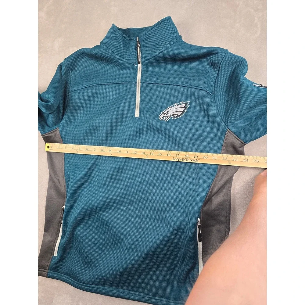 NFL Team Apparel Philadelphia Eagles 1/4 Zip Pullover Men XL Green Fleece Jacket