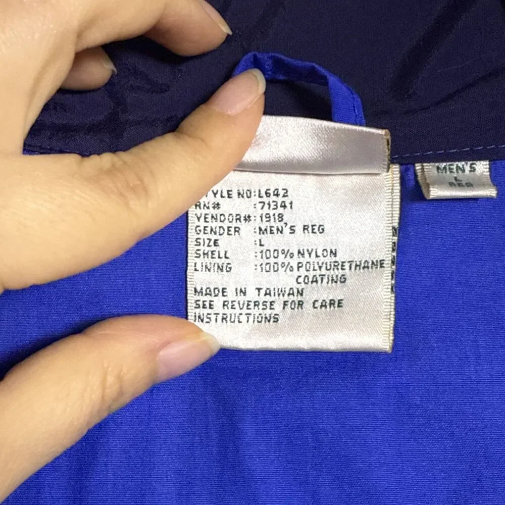L.L. Bean Men's Rain Jacket Sz Large Blue Full Zip Vintage Windbreaker Outdoors