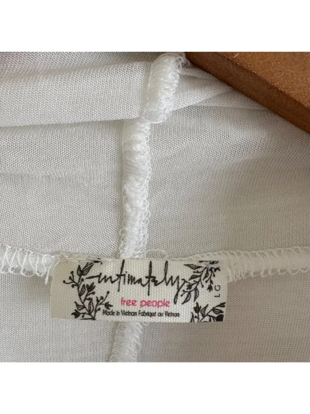 Free People Intimately Sheer Jersey Turtleneck Long Sleeve Shirt White Size L