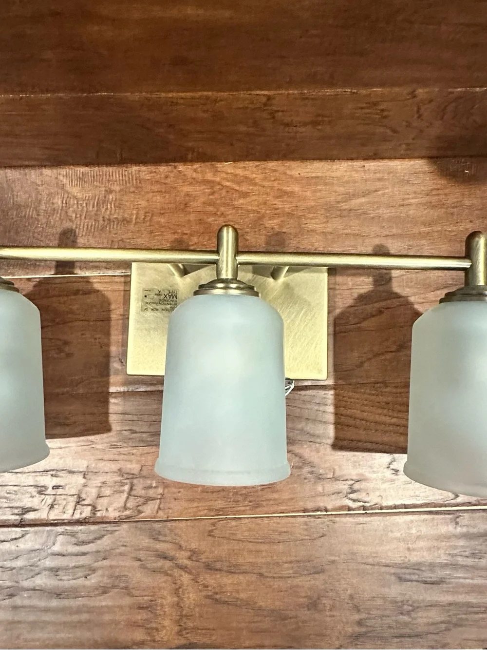 3-Light Frosted Glass Vanity Light in Brushed Brass
