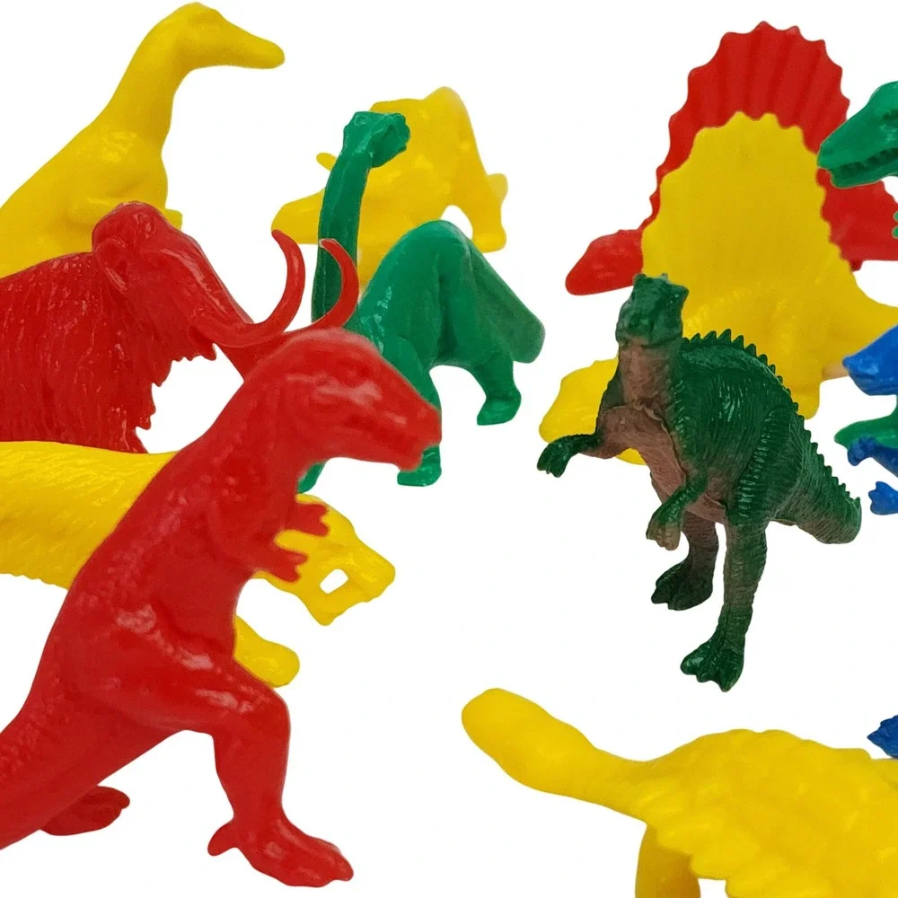 Vintage Style Plastic Dinosaur Toy Figures Lot 12pc Mixed Colors T-Rex Mammoth