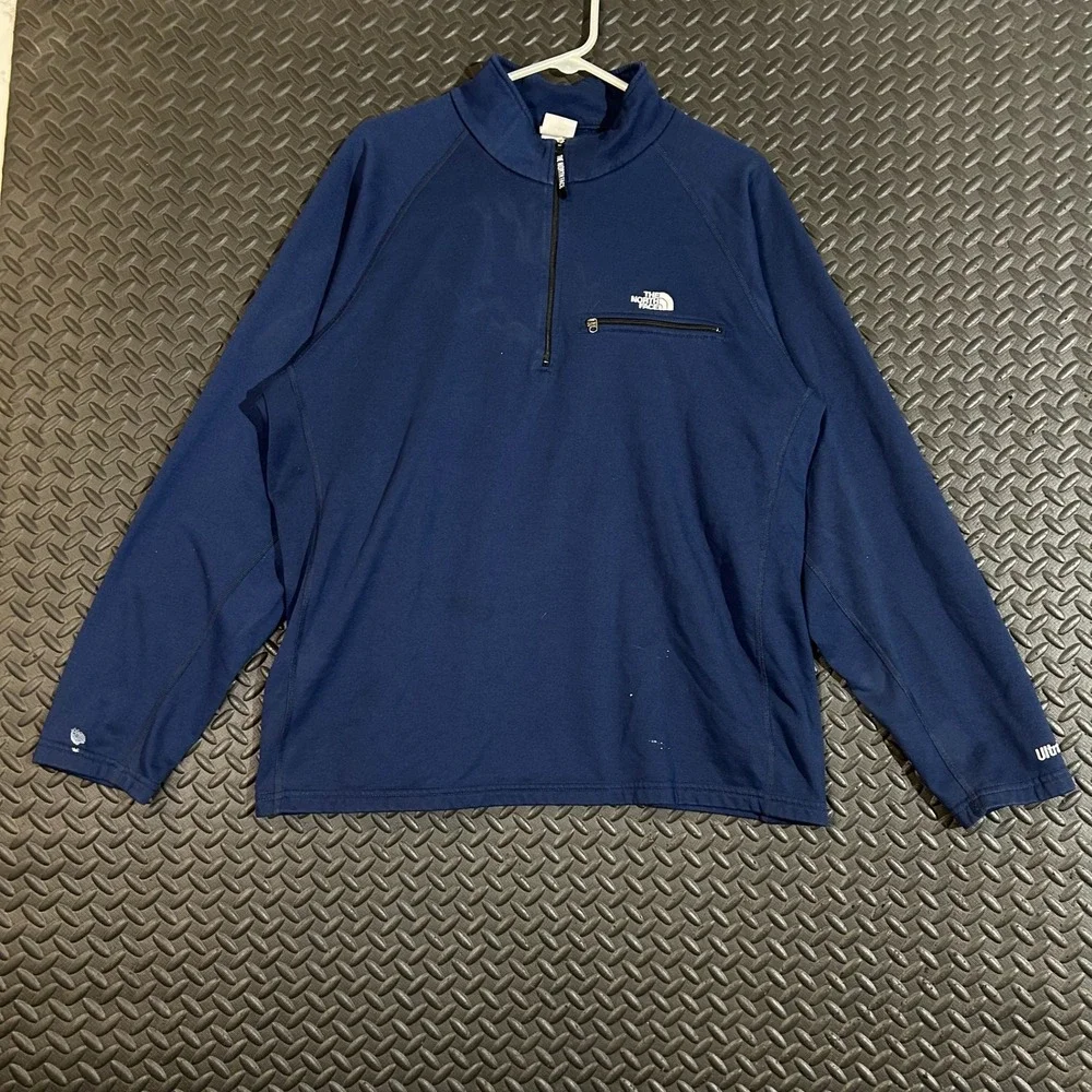 The North Face Navy Blue Fleece 1/4 Zip‎ Pullover Long Sleeve Sweater Men's XL