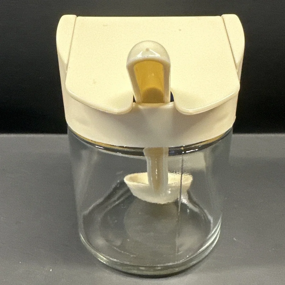 Vtg Corelle Gemco Forever Yours Heart Flip Top Spoon Glass Jar Sugar Jam Canistr