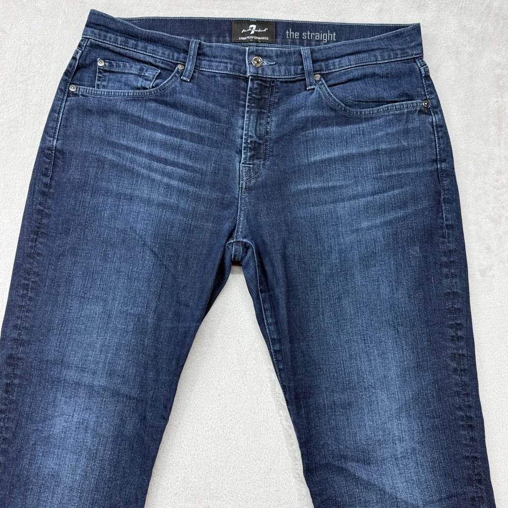 7 For All Mankind The Straight Jeans Mens 36x28 Dark Blue Luxe Performance Denim