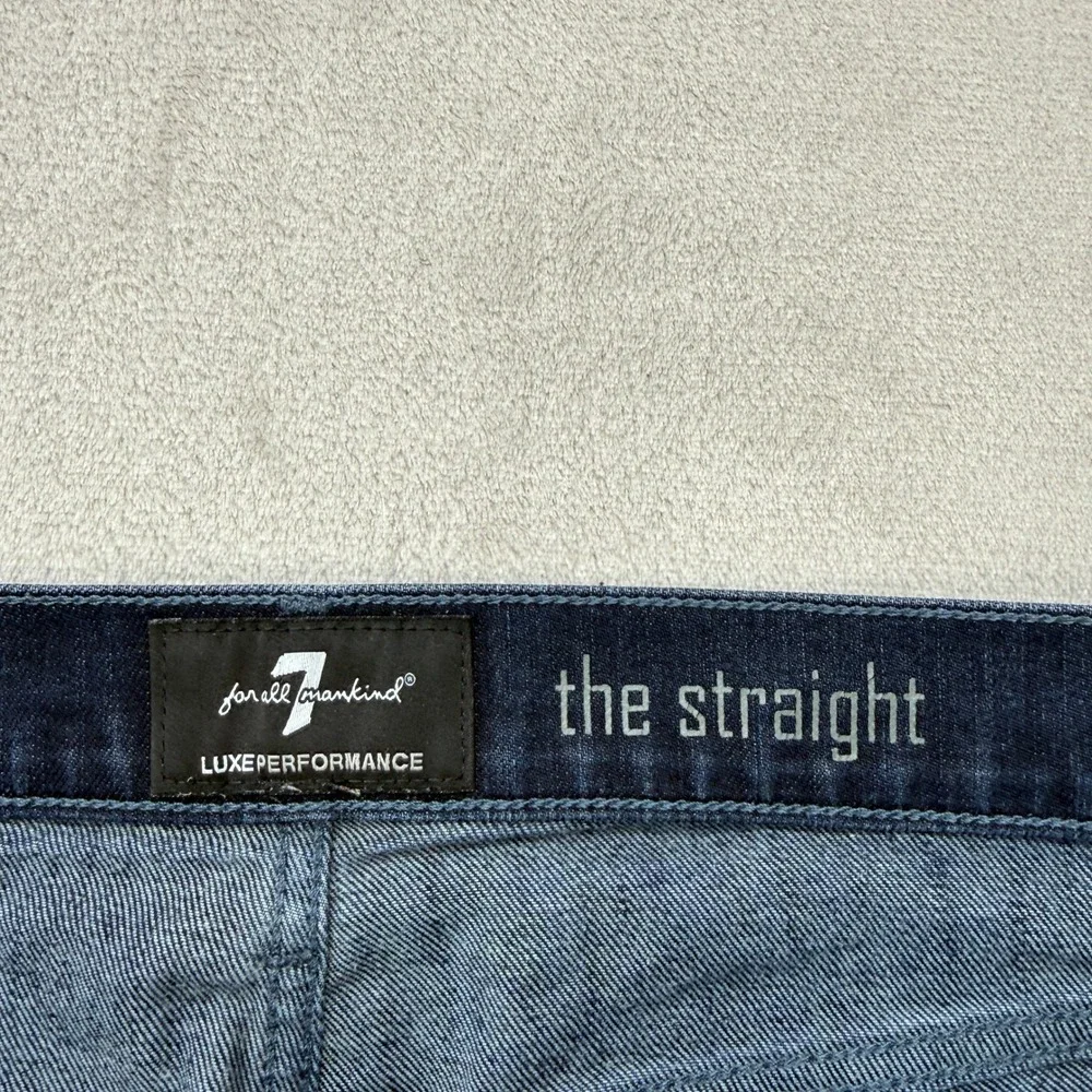 7 For All Mankind The Straight Jeans Mens 36x28 Dark Blue Luxe Performance Denim