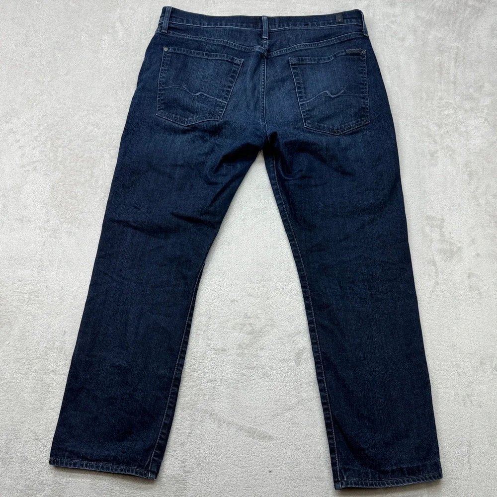 7 For All Mankind The Straight Jeans Mens 36x28 Dark Blue Luxe Performance Denim
