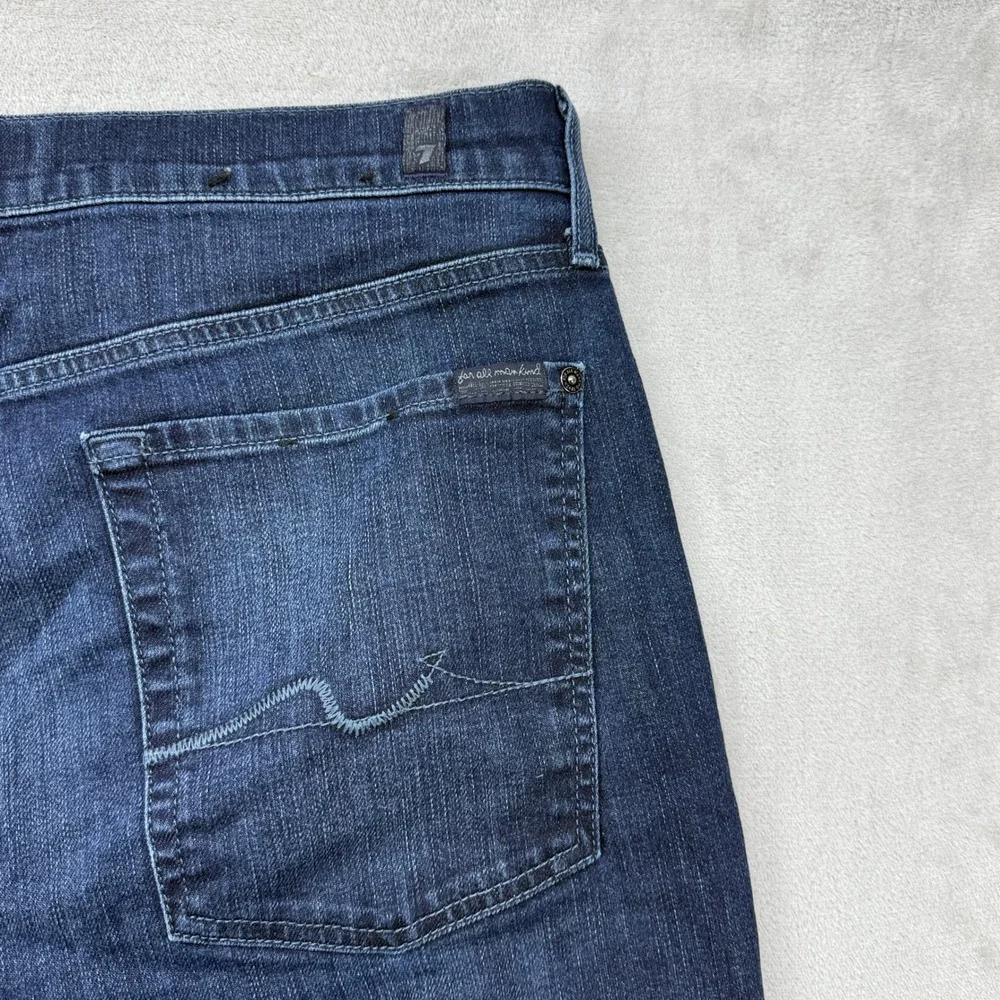 7 For All Mankind The Straight Jeans Mens 36x28 Dark Blue Luxe Performance Denim