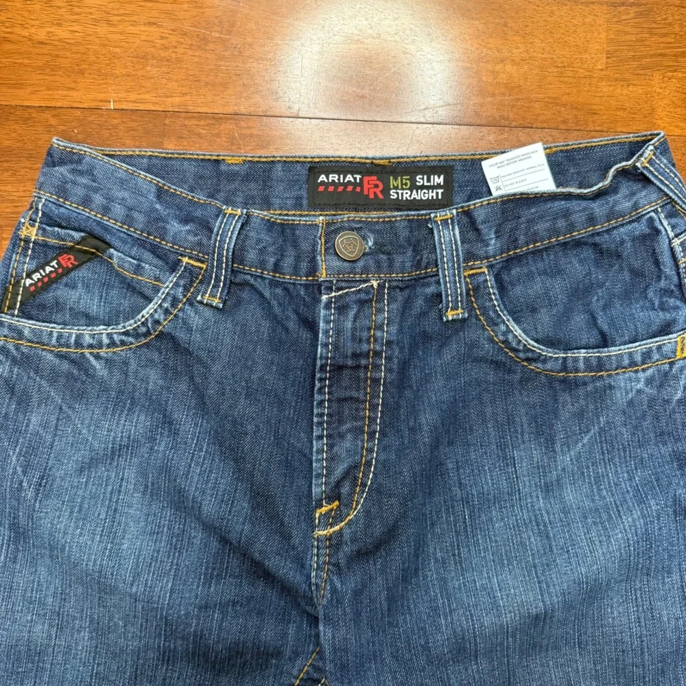Ariat M5 Slim Straight Jeans Mens 32x30 Blue FR Flame Resistant Work Denim Pants