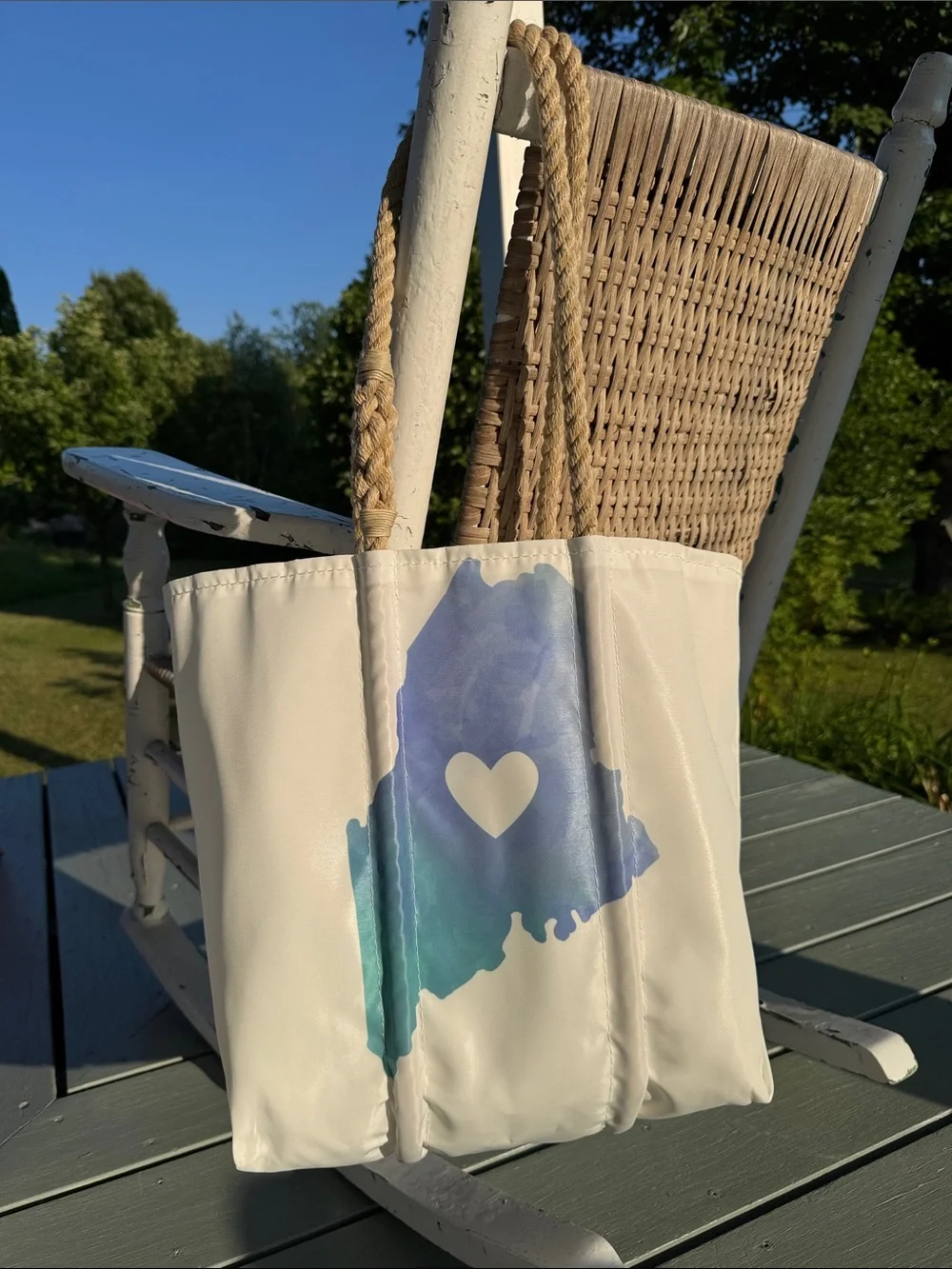 Sea Bags Medium Tote with Watercolor Maine Heart