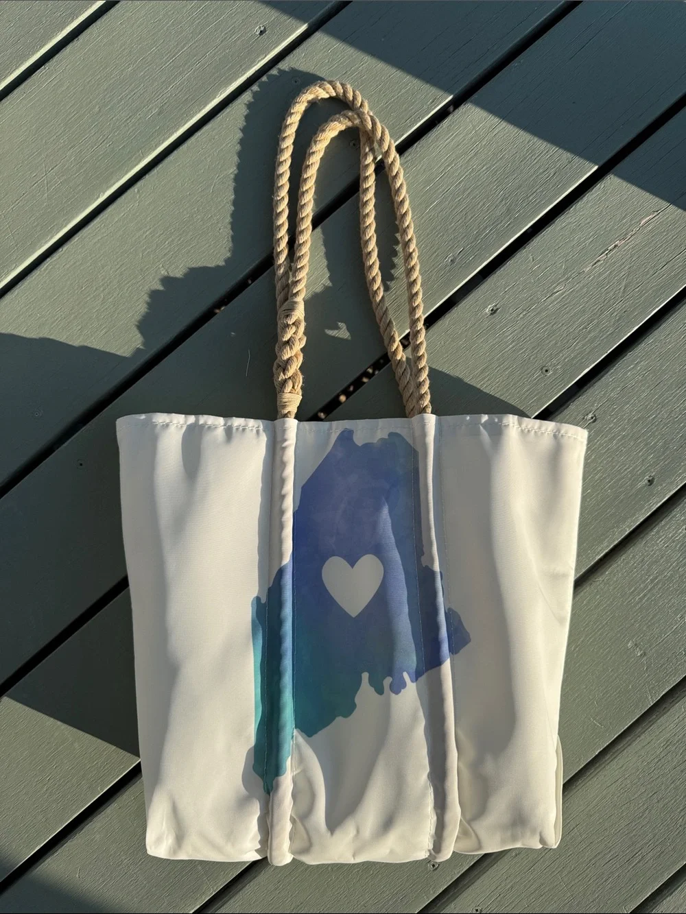 Sea Bags Medium Tote with Watercolor Maine Heart