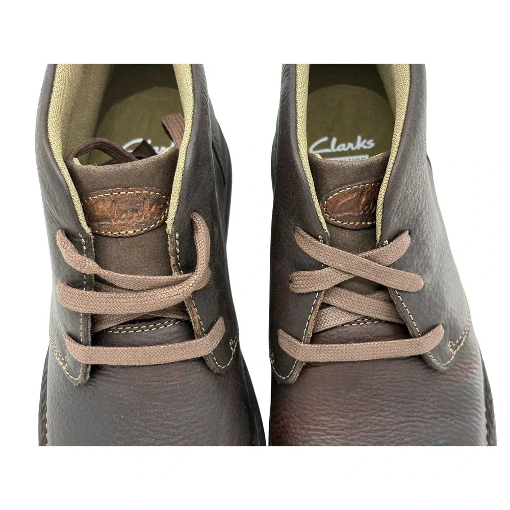 Clarks Senner Ave Mens Dark Brown Leather Chukka Boots Lace Up Ankle Shoes 9.5 M