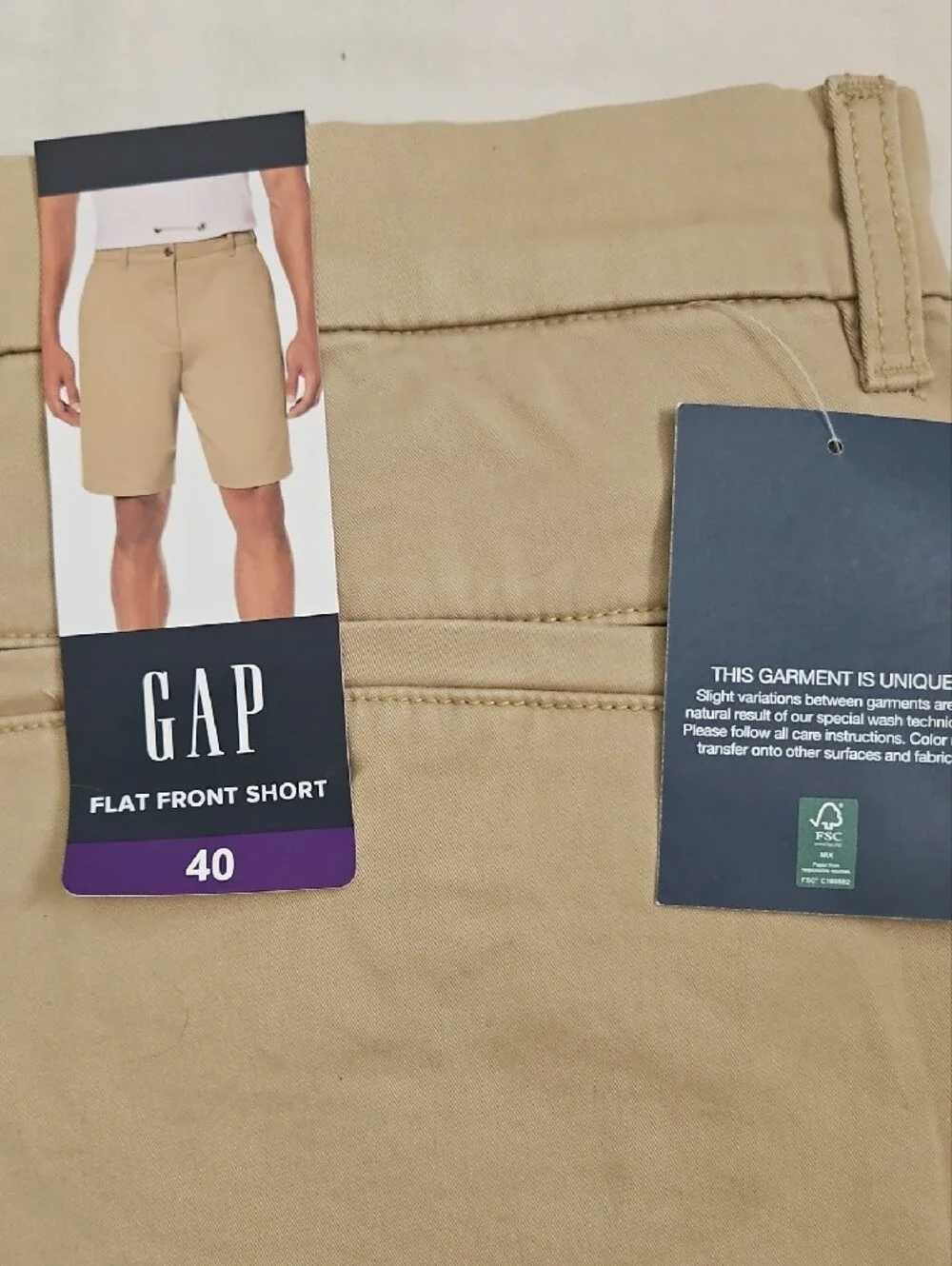 GAP Men's Tan Flat-Front Shorts