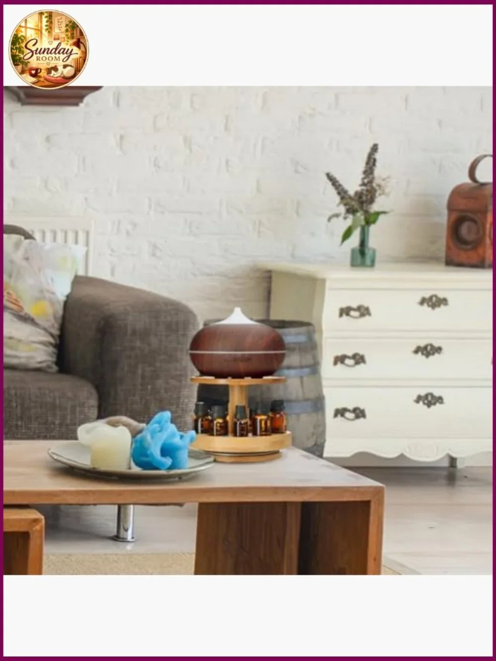 Bamboo 2-Tier Carousel Essential Oil Organizer for 5-30ml Bottles