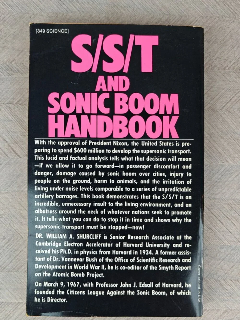 S/S/T And Sonic Boom Handbook William A. Shurcliff Paperback 1970