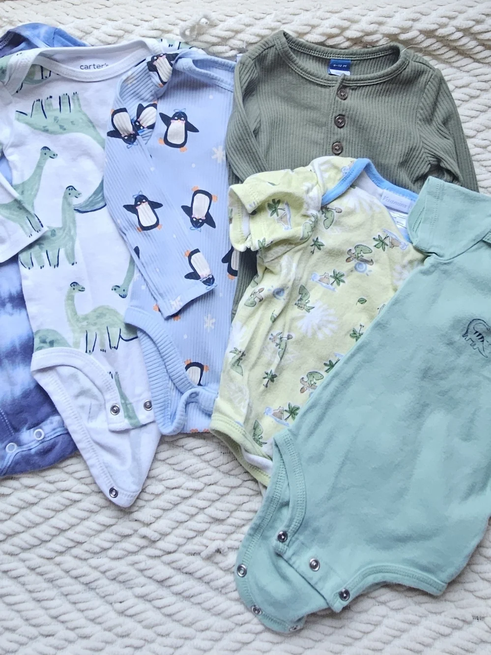 Carter's Baby Green & Blue One-Piece Bodysuit Set - Soft Cotton