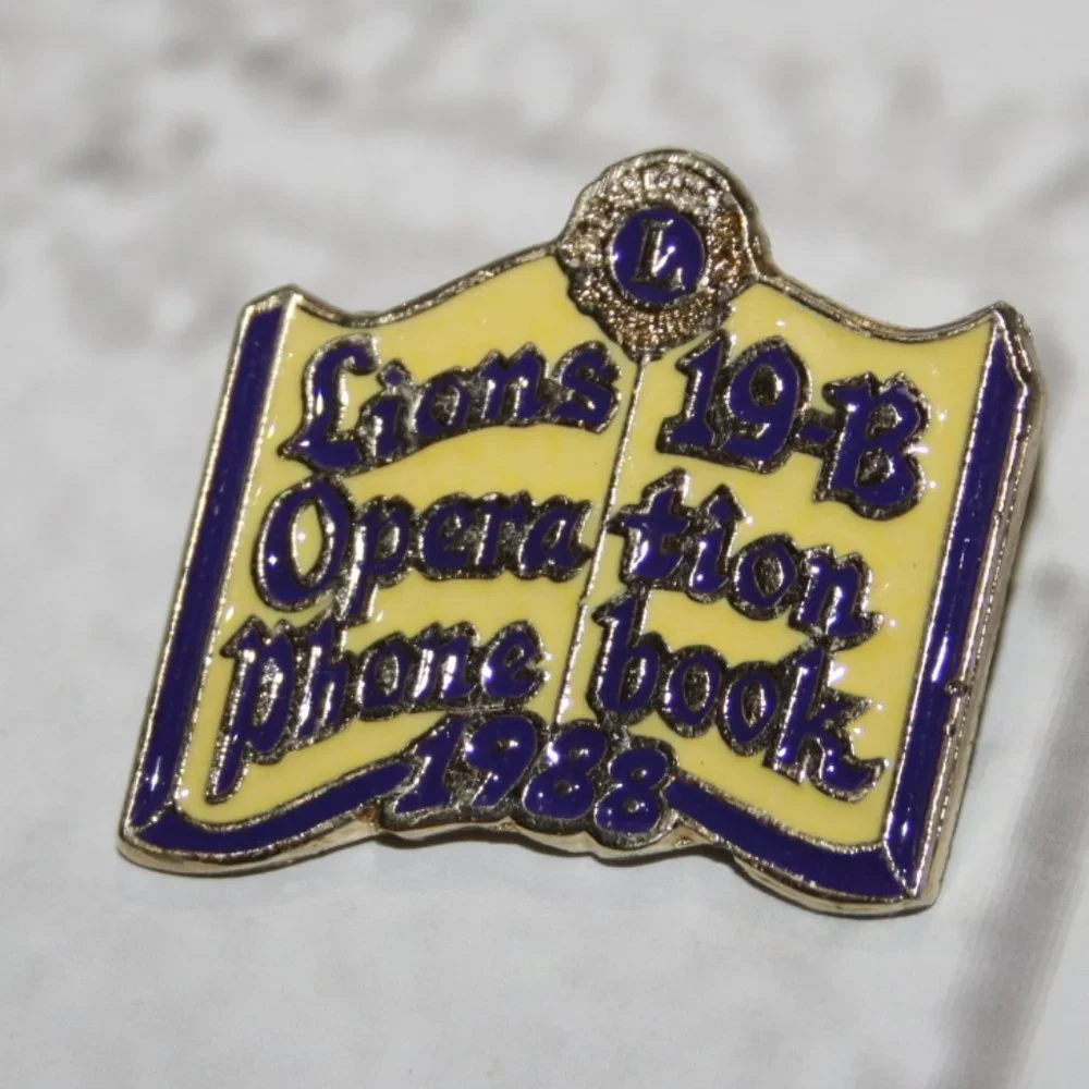 🟢📞 Lions 19-B “Operation Phonebook” 1988 Lapel Pin · 1 3/8