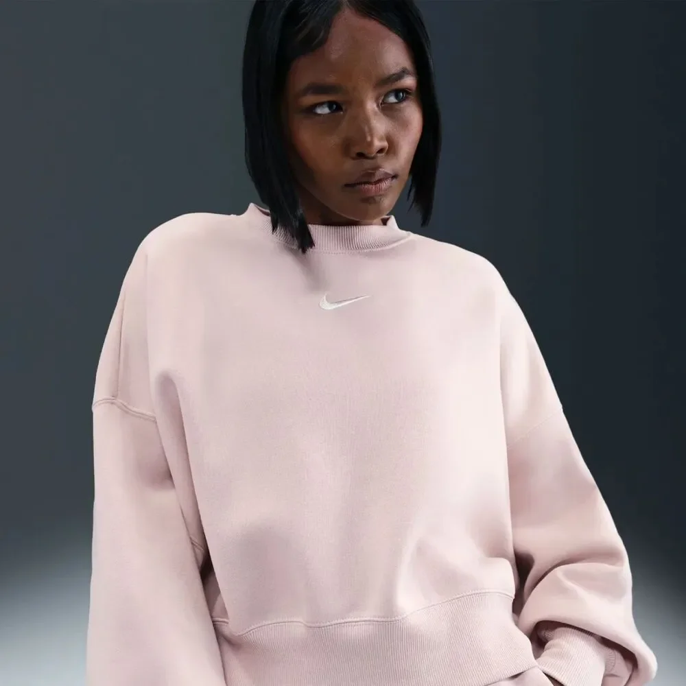 Nike Phoenix Fleece Oversized Crewneck Sweatshirt Light Pink Size S