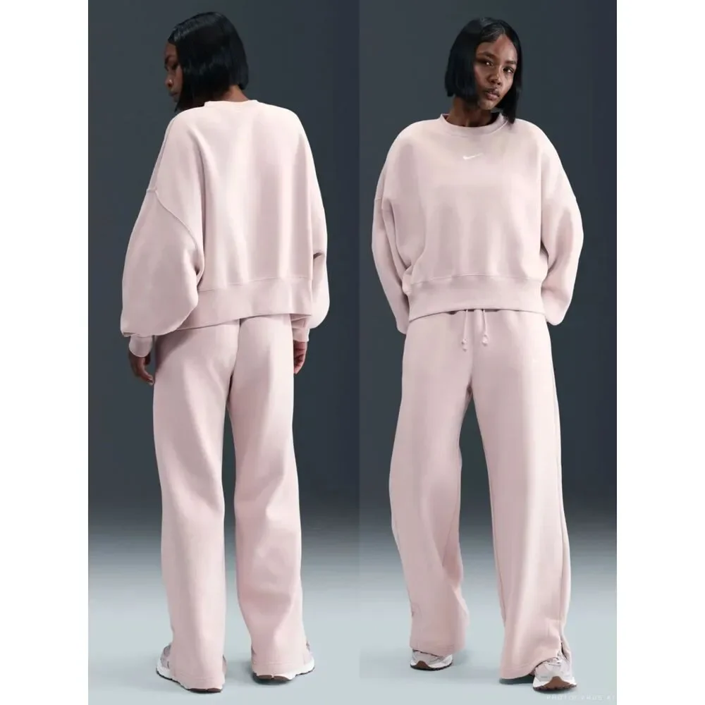 Nike Phoenix Fleece Oversized Crewneck Sweatshirt Light Pink Size S
