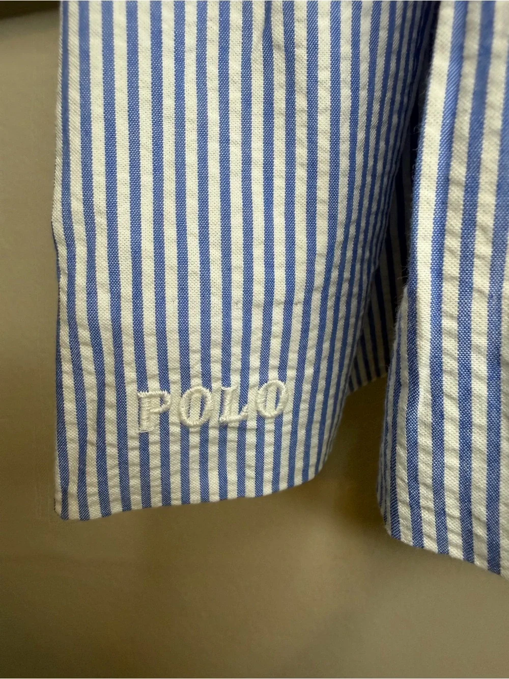 Polo by Ralph Lauren Blue and White Striped Dress with White Peter Pan Collar