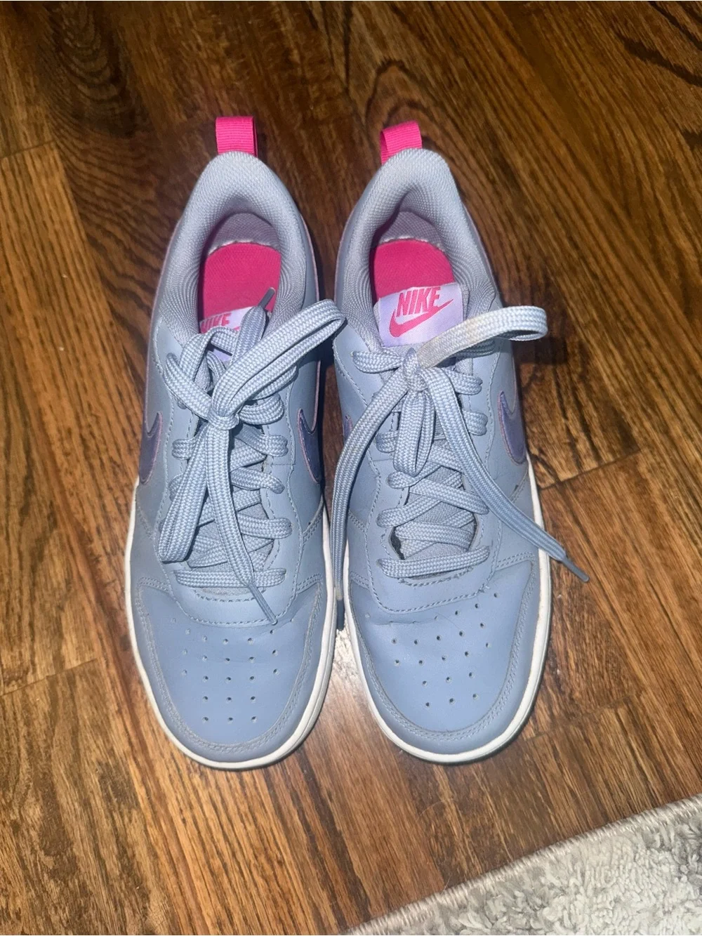 Nike Light Blue Sneakers with Pink Insole and Purple Accents
