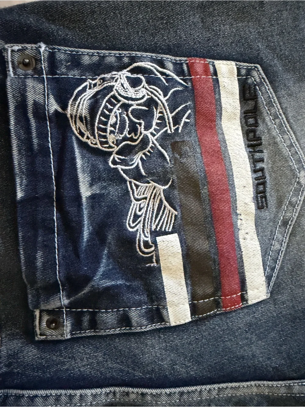 South Pole Men’s Relaxed Blue Denim Shorts with Embroidered Back Pocket