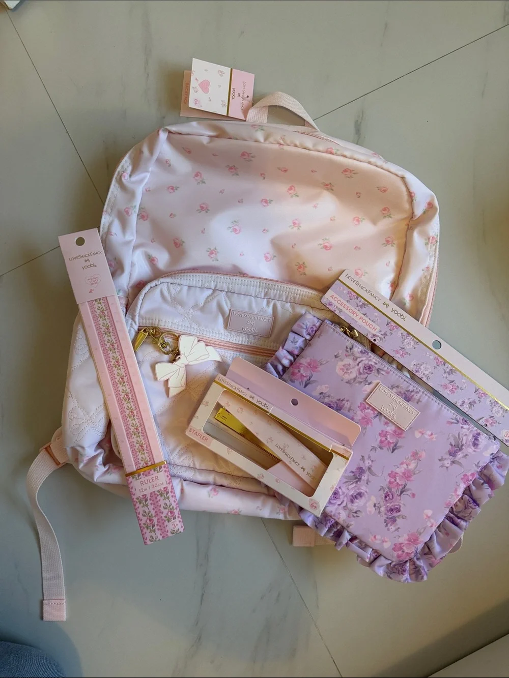 LoveShackFancy x Target Pink Floral Kids Backpack & Matching Stationery Set