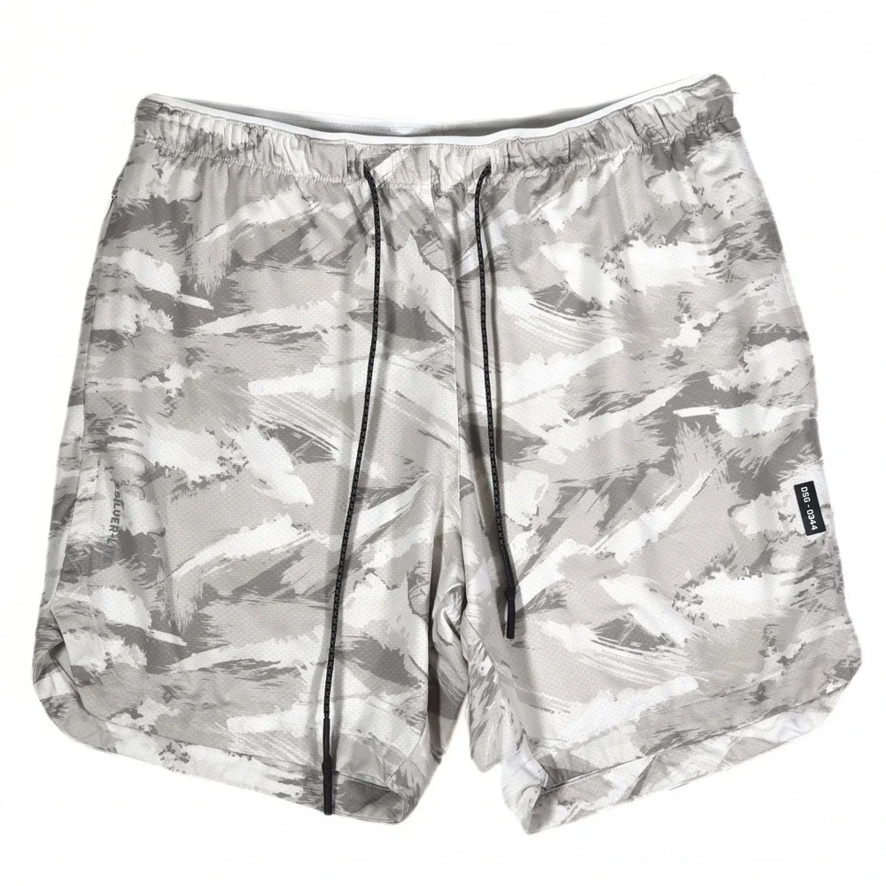 ASRV Silver-Lite Training Shorts Mens Small Grey Camo Athletic Gym Workout