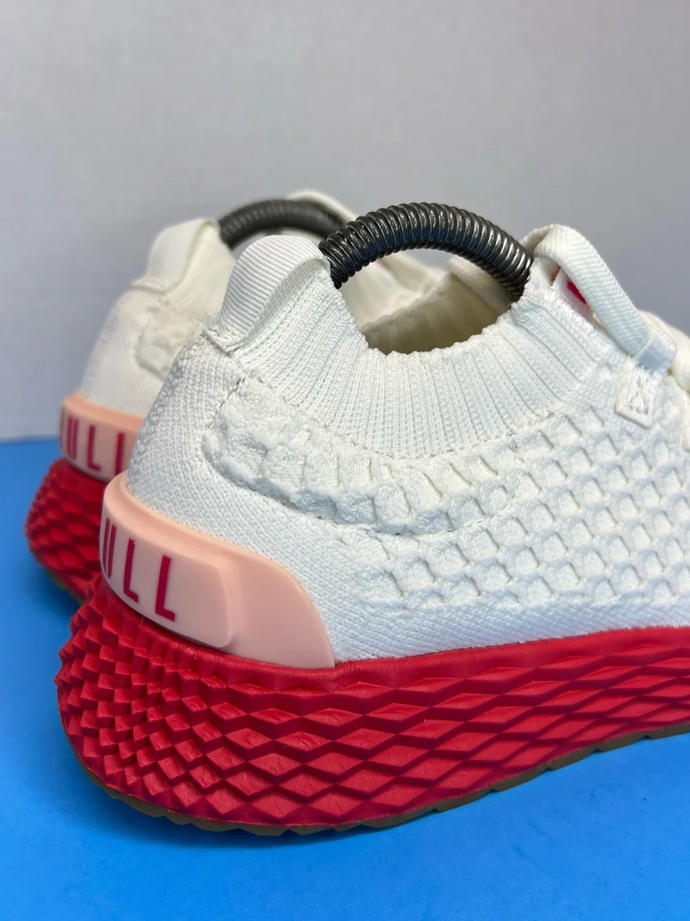 NOBULL Allday Knit Runner Womens Sneaker Classic White/Punch Sz 8.5M  NWOB