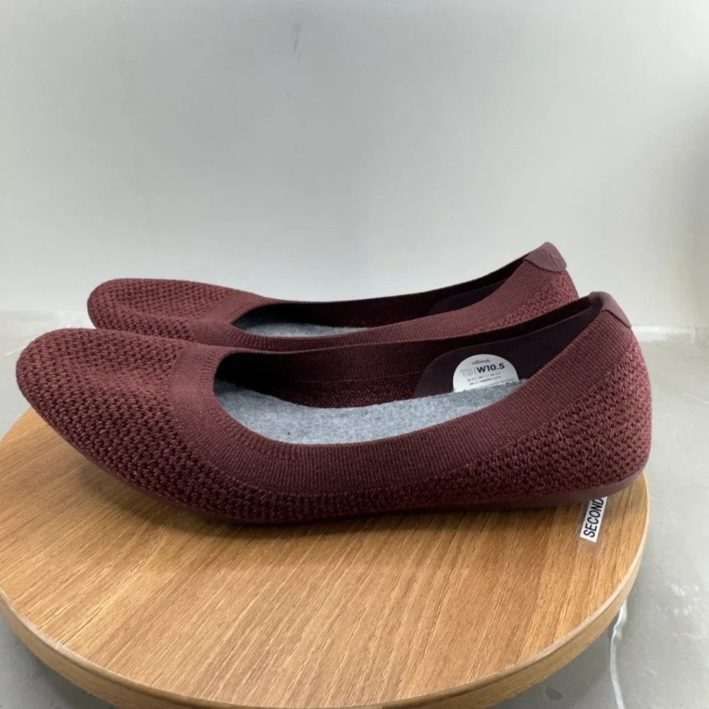 Allbirds Tree Breezers Womens 10.5 Burgundy Knit Ballet Flat Sustainable Slip On