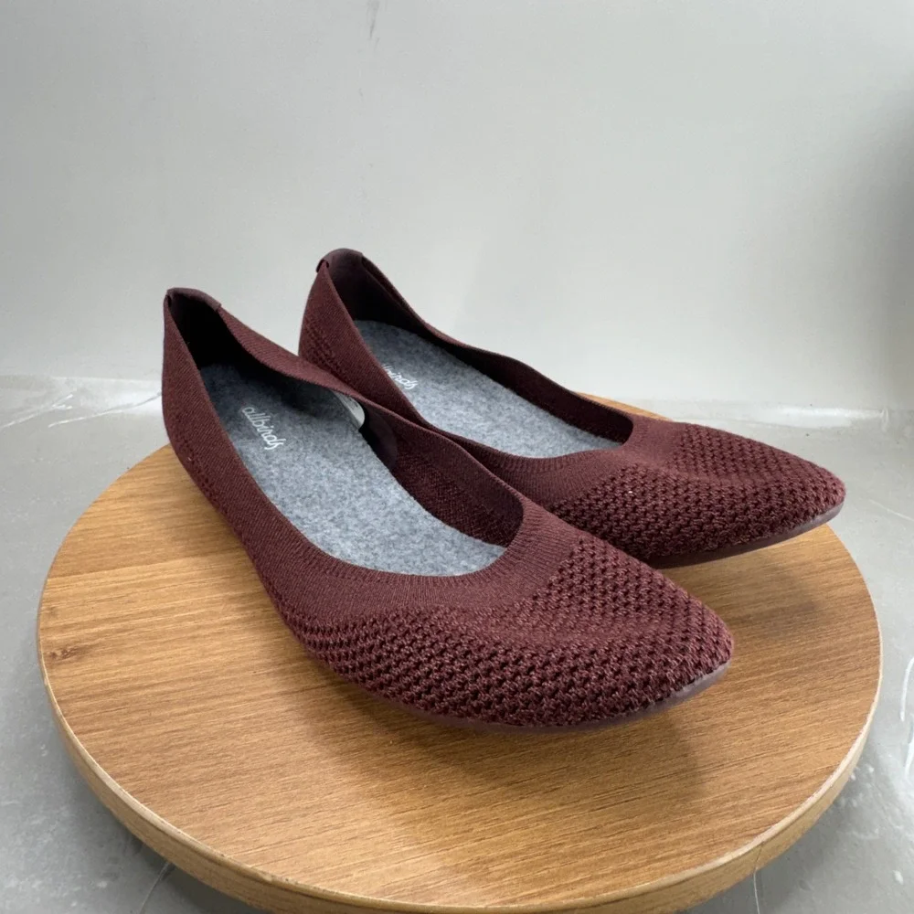 Allbirds Tree Breezers Womens 10.5 Burgundy Knit Ballet Flat Sustainable Slip On