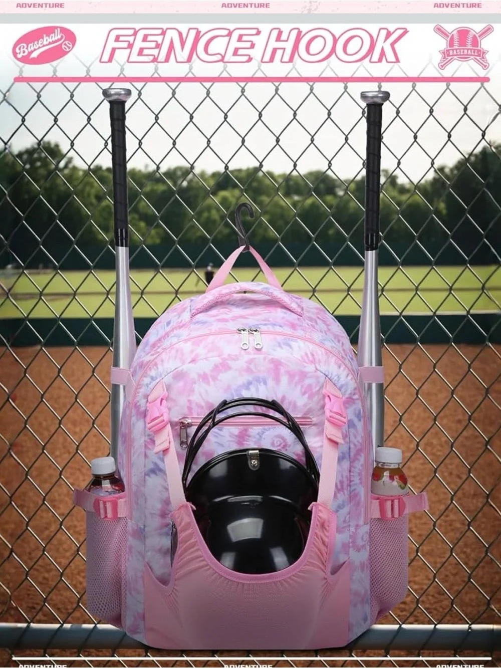Girl’s Softball Pink & Lavender Tie-Dye Backpack