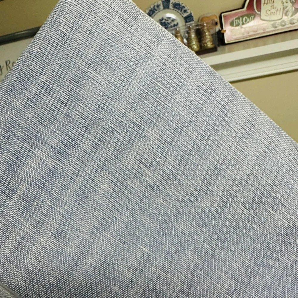 Restoration Hardware Belgian Linen Drapery 2 Pc Grayish Blue 50 x 108 inch NEW