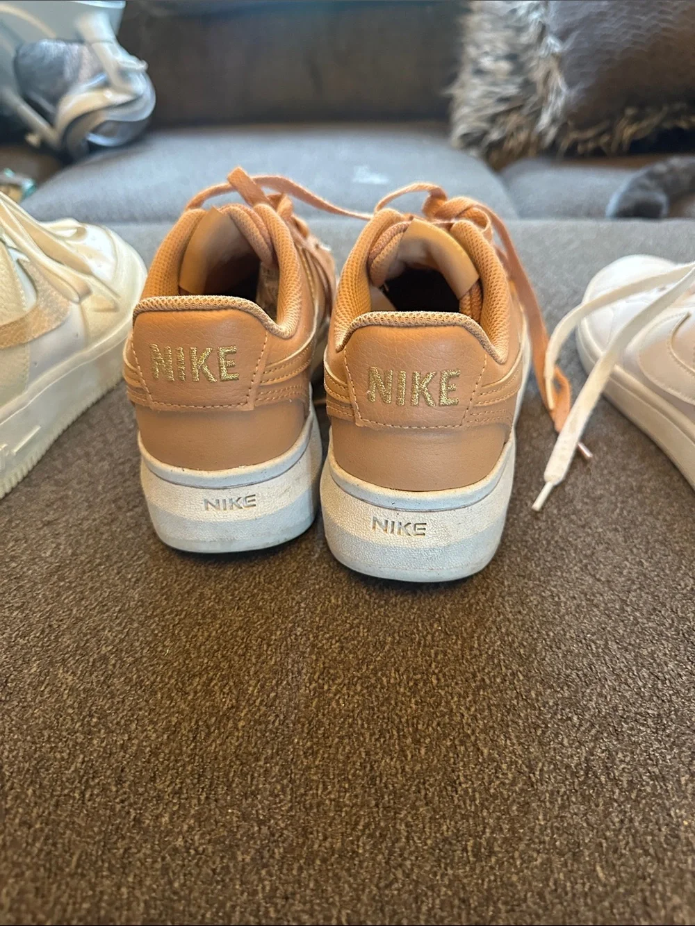 Nike Women's Sneakers in White, Cream, and Tan